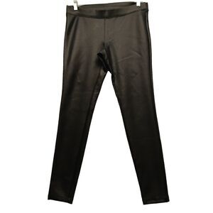 Express Women’s Size Medium Flat Front Black Skinny Faux Leather Pleather Pants